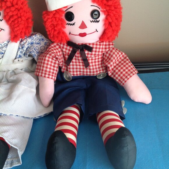 Vintage Raggedy Ann and Andy Plush Decorative Dolls - Picture 5 of 13